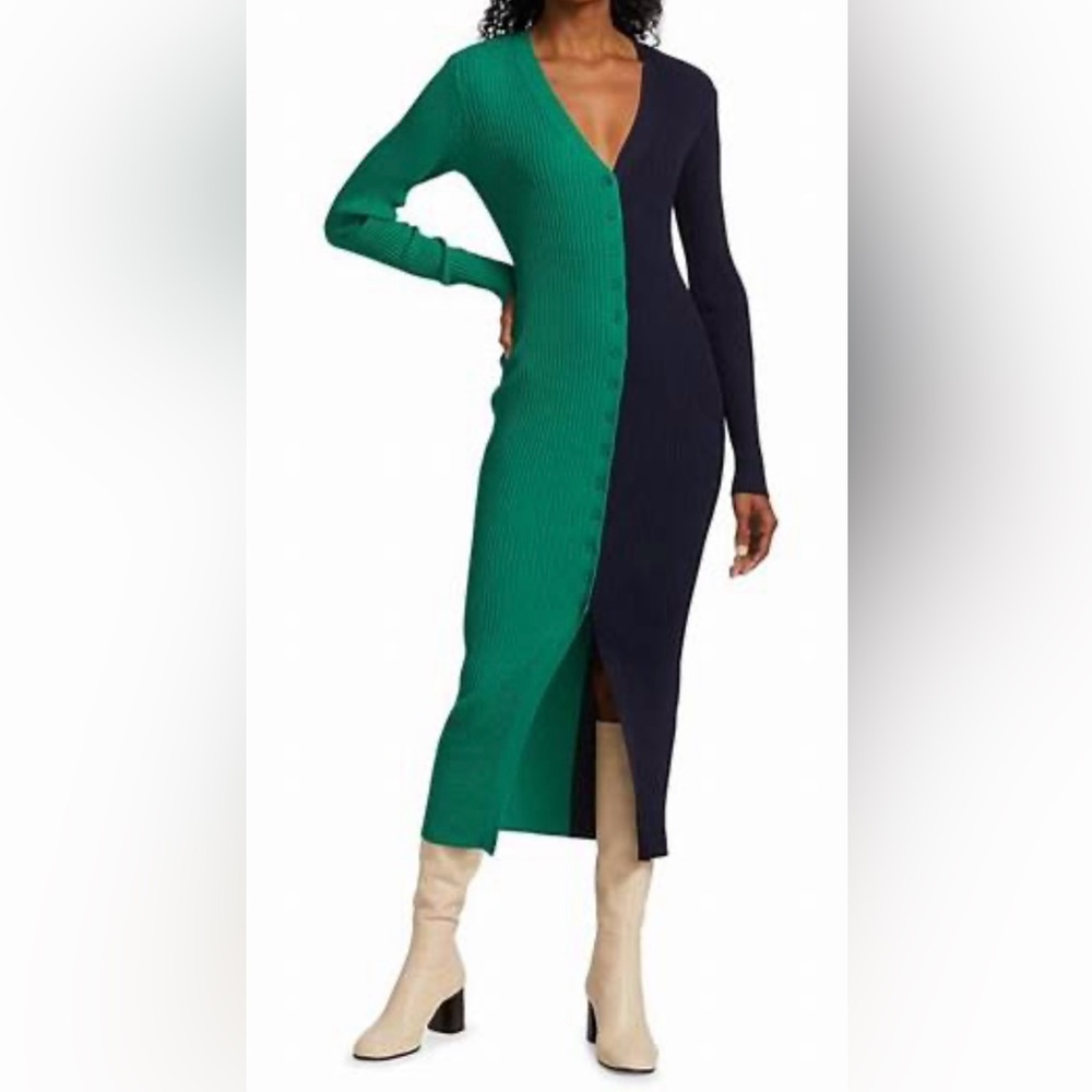Staud Shoko Color Block Ribbed Sweater Dress, barely worn